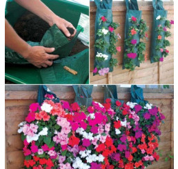 Květinová taška na zavěšení "Kaskade" + zavlažovač, 10 otvorů, 53 x 23 cm