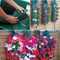 Květinová taška na zavěšení "Kaskade"+ zavlažovač, 5 otvorů pod sebou, 53 x 23 cm